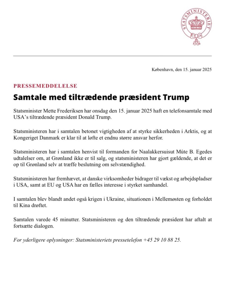 Det er en alvorlig fejl, at Frederiksen siger til Trump, at han ikke en gang behøver tale med Danmark, fordi vi ikke har noget at sige i Grønland. 

Det sætter Rigsfællesskabet i fare, at hun ikke siger til amerikanerne, at Danmark ikke vil afgive sin suverænitet, og at