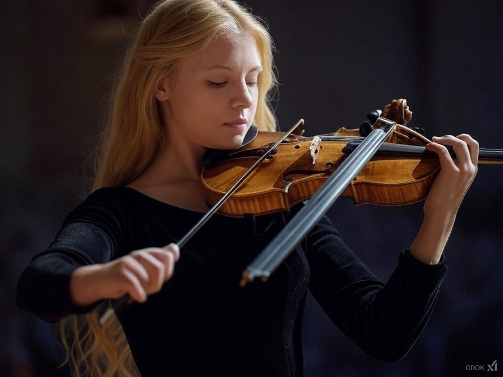 HannahWoolmer's tweet photo. You can now enhance your posts by asking Grok to create an image. I asked for a blonde violinist. This was my favourite of the 4 🤣 #grokfails #Grokart https://t.co/2yQ3Z1AgXz