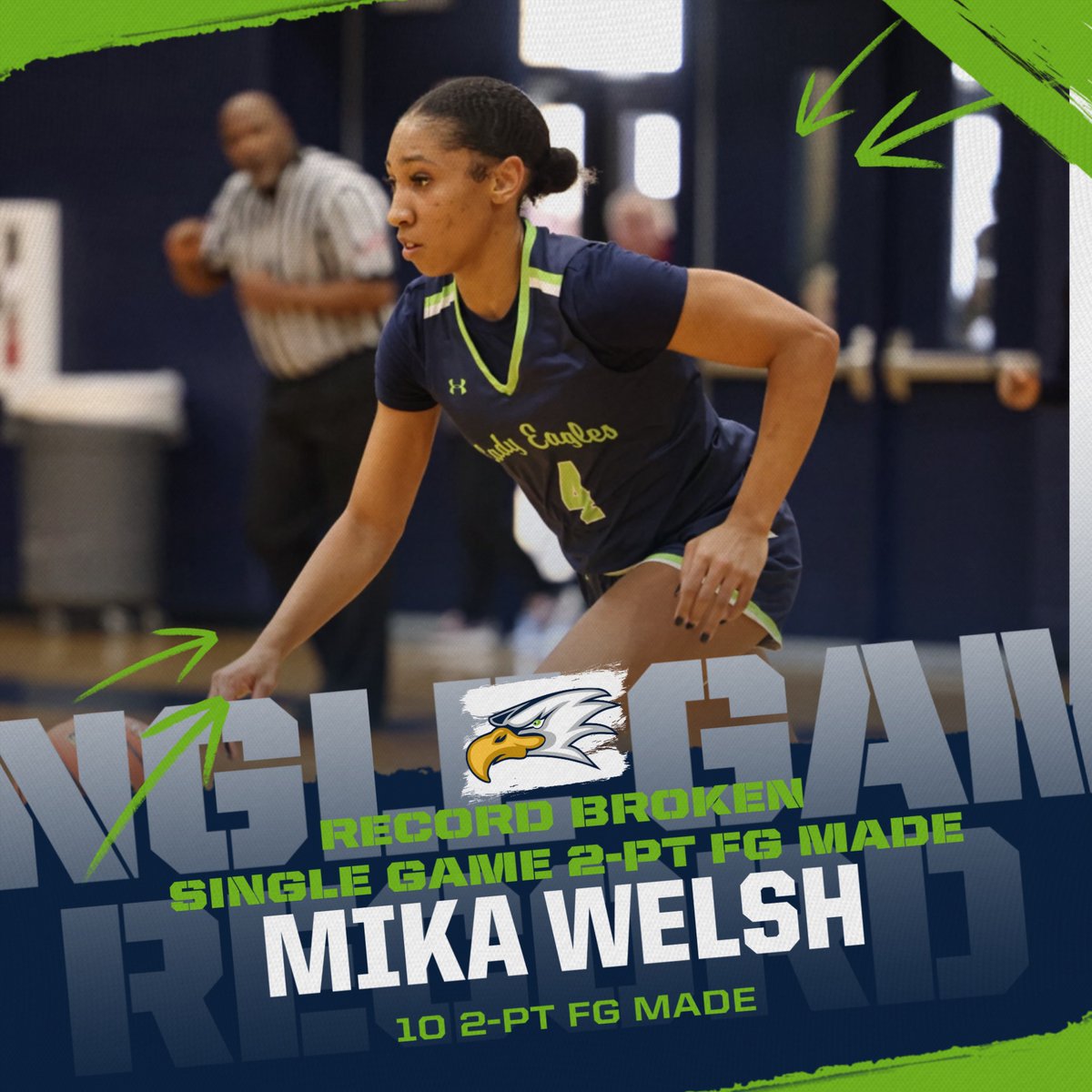 LATE POST!‼️

After looking at all our numbers, we learned Mika Welsh broke the single game record for 2-PT FG made against Saginaw back in November! 

She was one basket shy of breaking the single PPG record this game as well! 🦅🏀 #GoBirds #WalkingBucket