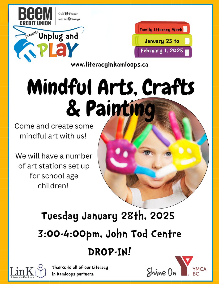 We are excited to once again be part of the Kamloops Beem Credit Union Family Literacy Week Unplug and Play week!