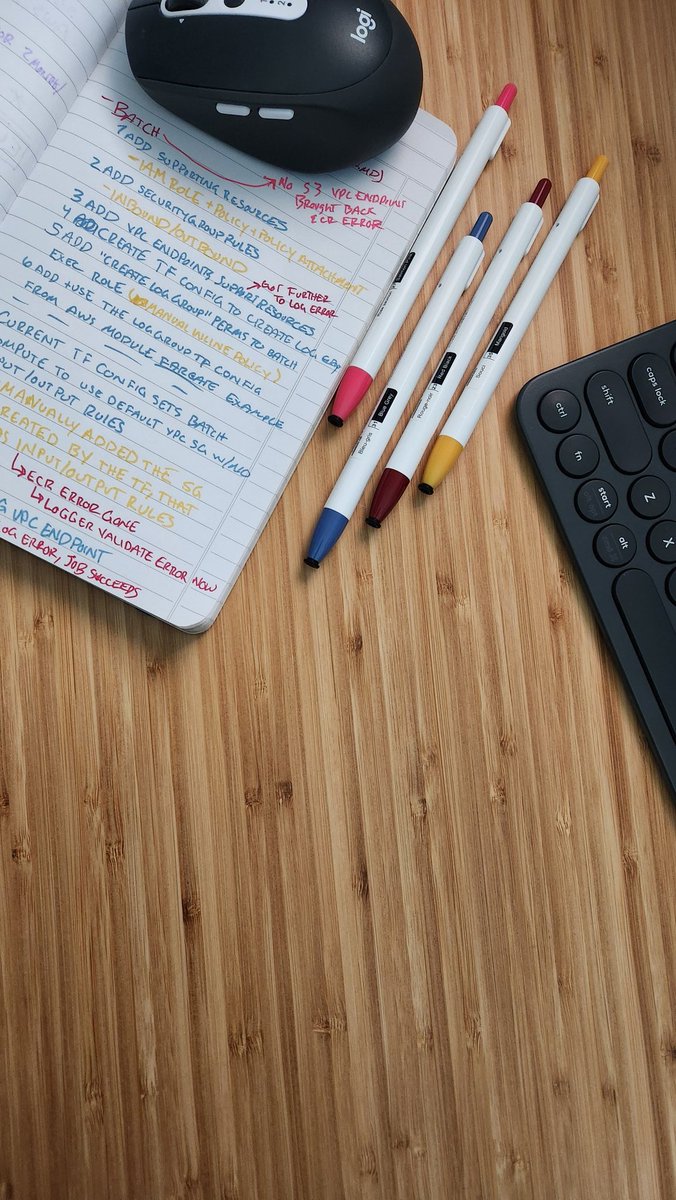 🫠 Another day in #DevOps paradise—I got that thing (AWS Batch) I was Terraforming last night on Twitch working...

All my little test/fails listed out...

Jotting down what all I tried + <a href="/gitpod/">nae</a> keeps me sane