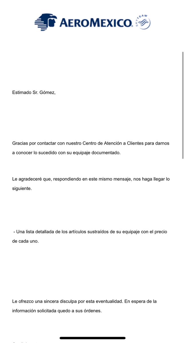 roogomezr's tweet photo. Primera respuesta para resolver este inconveniente gracias a que @Profeco respondió y subimos la queja a #Conciliaexpres 
Ya compartí la lista por correo y seguimos a espera de saber qué solución habrá por @Aeromexico @AM_Escucha 

Seguimos informando… https://t.co/tbT4xpzp4N