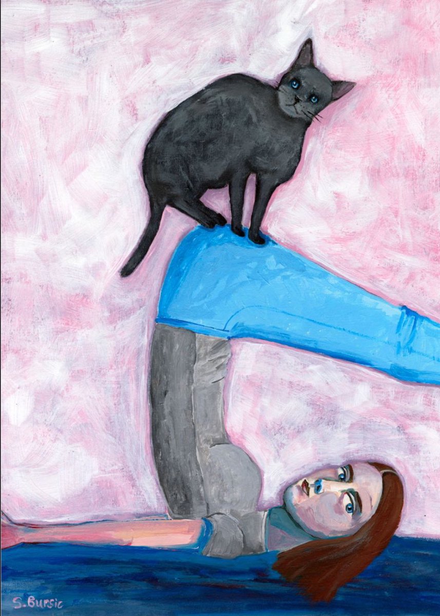 sesssie's tweet photo. Me doing pilates in my room with my cat https://t.co/6fwrg6TYAP