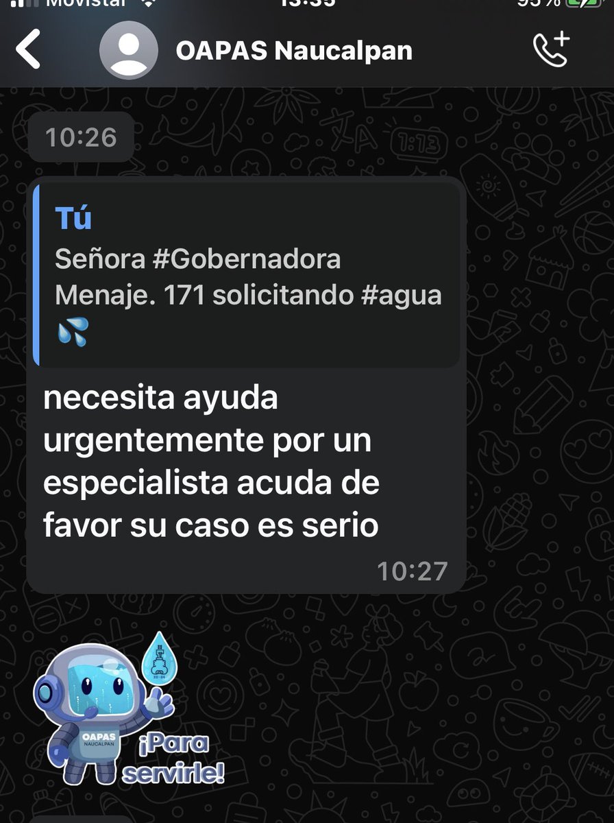 CASQUITO05's tweet photo. @delfinagomeza #PtesidentA @Claudiashein
Post 199 solicitando #agua @OAPASNau #NAUCALPAN
ALGUIEN QUE #AYUDE
Los #funcionarios no responden ni solucionan
Por WhatsApp te #insultan
@isaacsolar @GobiernoMX @GobNau @Hans2412 @lopezdoriga @CarlosLoret @MVSNoticias @nmasforo @El_Universal_Mx https://t.co/vrNyQCzmZp
