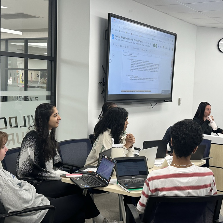WalnutGroveHS's tweet photo. Imperialism on trial today in AP US History. Students researched and debated both sides in front of an expert panel of judges at The Grove! #TeachingUp At The Grove! #TheStandard @ProsperISD @TothDustin https://t.co/sDKELUnjEH