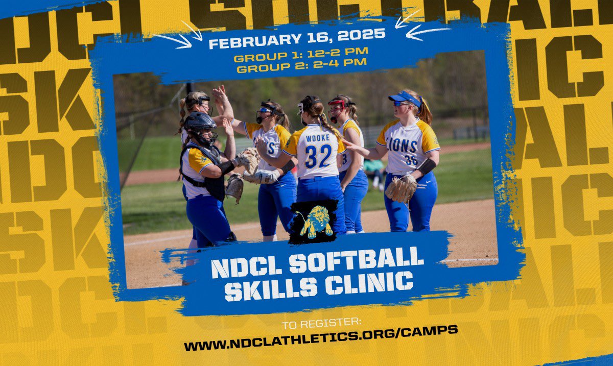 We are excited to be hosting a softball skills clinic on Sunday February 16!   Come work with NDCL coaches and athletes on hitting, throwing, baserunning, and more! Register here:
ndclathletics.org/sports/2022/3/…
<a href="/NDCLathletics/">NDCL Athletics</a> <a href="/ohiovarsity/">Ohio Varsity</a>