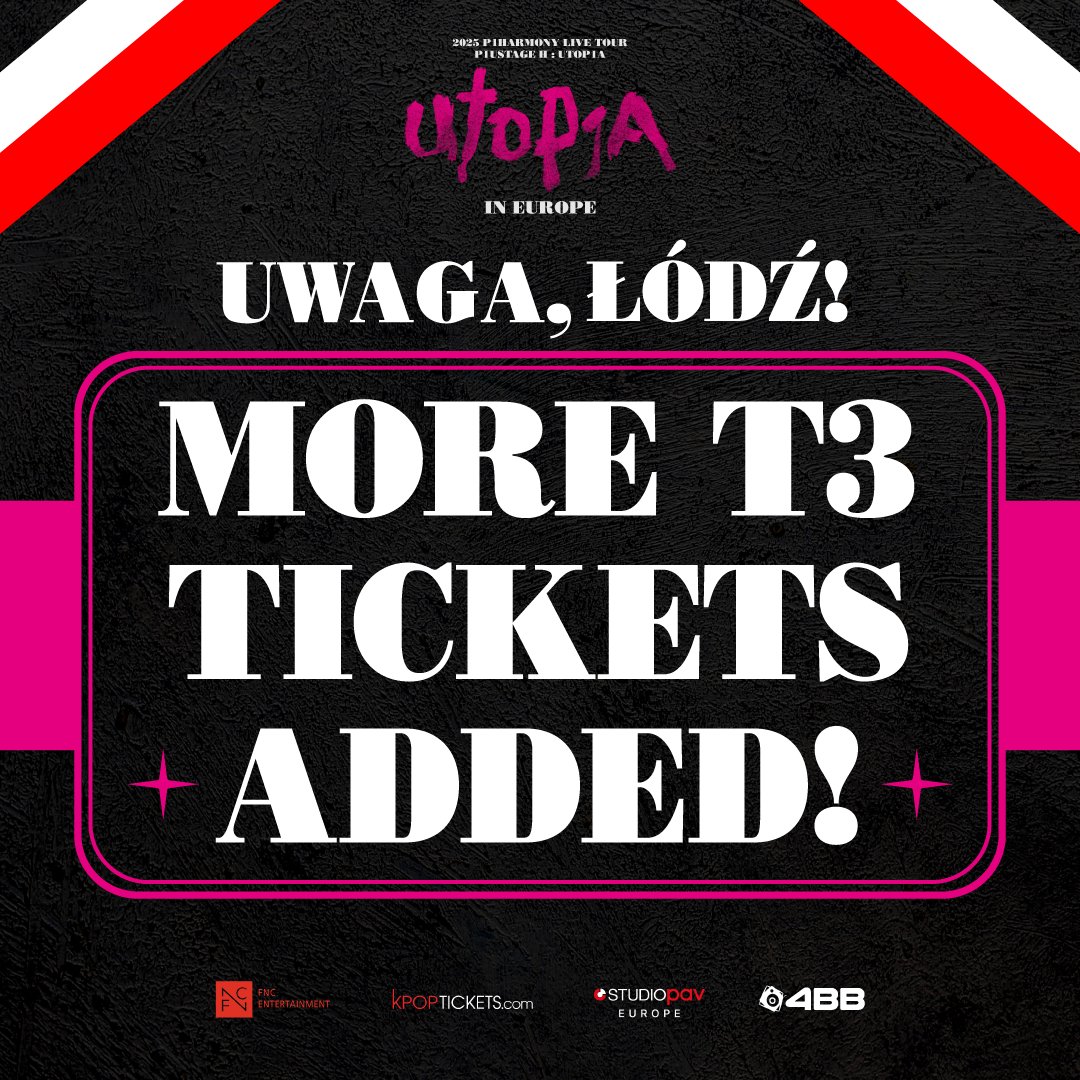 StudioPAVEurope's tweet photo. #P1ece in Łodz, have you heard? We are opening more T3 tickets for 🔥2025 P1Harmony LIVE TOUR [P1ustage H : UTOP1A] IN EUROPE🔥!

Join us in the fun and grab your tickets here: 🔗https://t.co/7w6R3n7Cvv 

#P1Harmony #피원하모니 #P1H #P1ustage_H #UTOP1A #P1HinEurope https://t.co/kGG98BdrPh