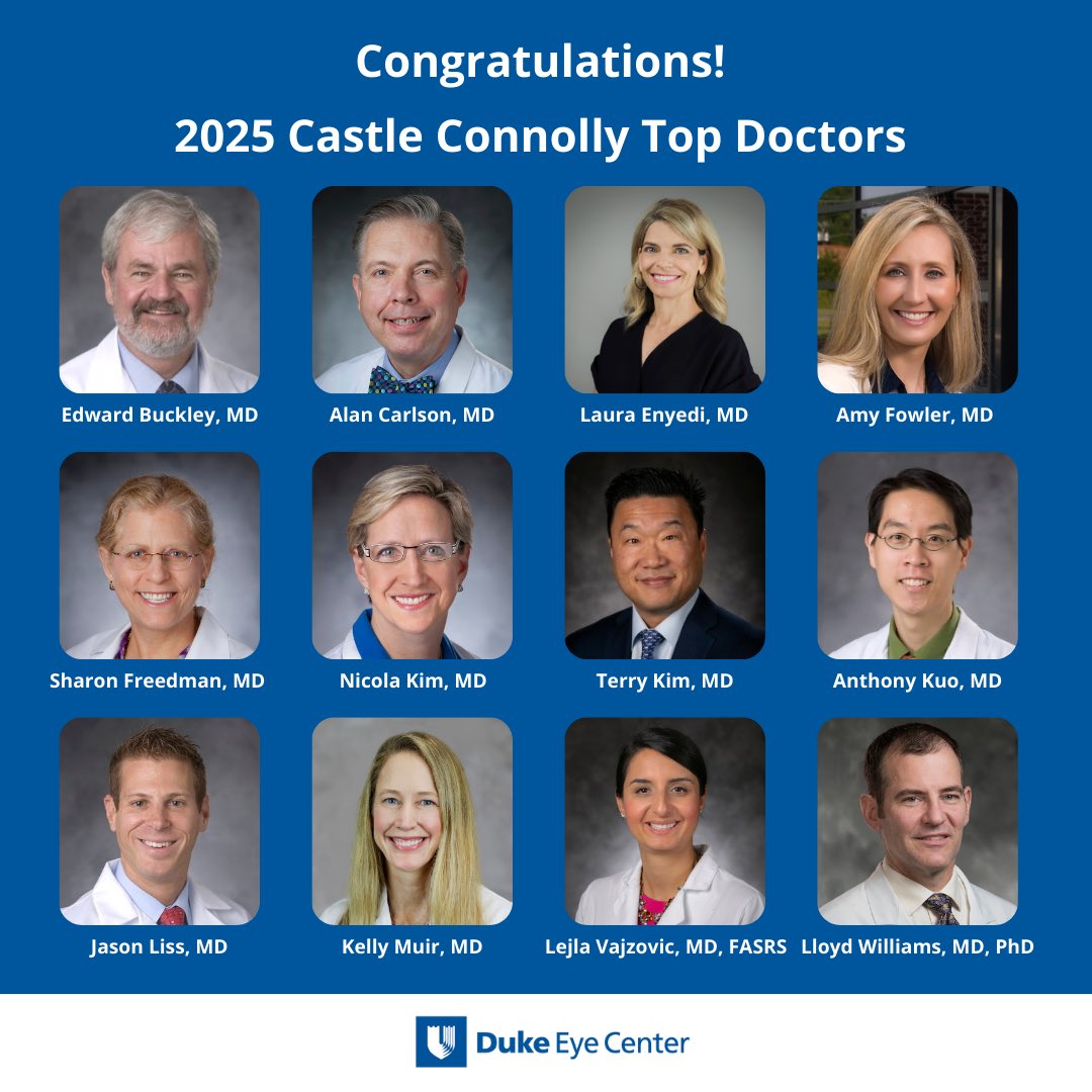 Duke Eye Center (@dukeeyecenter) on Twitter photo We are thrilled to announce that 12 of our outstanding physicians have been recognized as 2025 <a href="/CastleConnolly/">Castle Connolly Top Doctors</a> Top Doctors! This prestigious honor highlights their dedication to providing exceptional care and their commitment to advancing the field of ophthalmology. We are thrilled to announce that 12 of our outstanding physicians have been recognized as 2025 <a href="/CastleConnolly/">Castle Connolly Top Doctors</a> Top Doctors! This prestigious honor highlights their dedication to providing exceptional care and their commitment to advancing the field of ophthalmology.