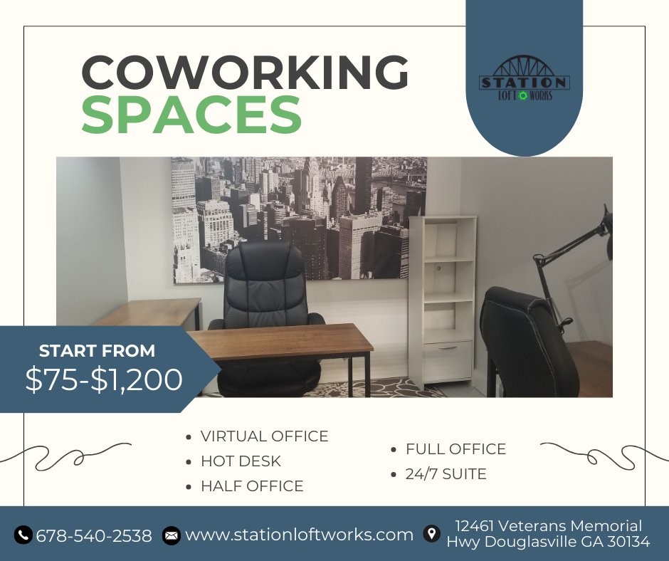 stationloftwork's tweet photo. We have the perfect option for you!!
Application:
https://t.co/KXeNUfiDfQ
#DouglasvilleGA #Coworking #OfficeRental #OfficeRentalSpace #CoworkingSpace #OfficeSpace #DowntownDouglasville #HotDesk #BusinessCommunity #FlexibleWorkspace #villaricaga #pauldingcounty #hiramga https://t.co/n9KKxRuET5