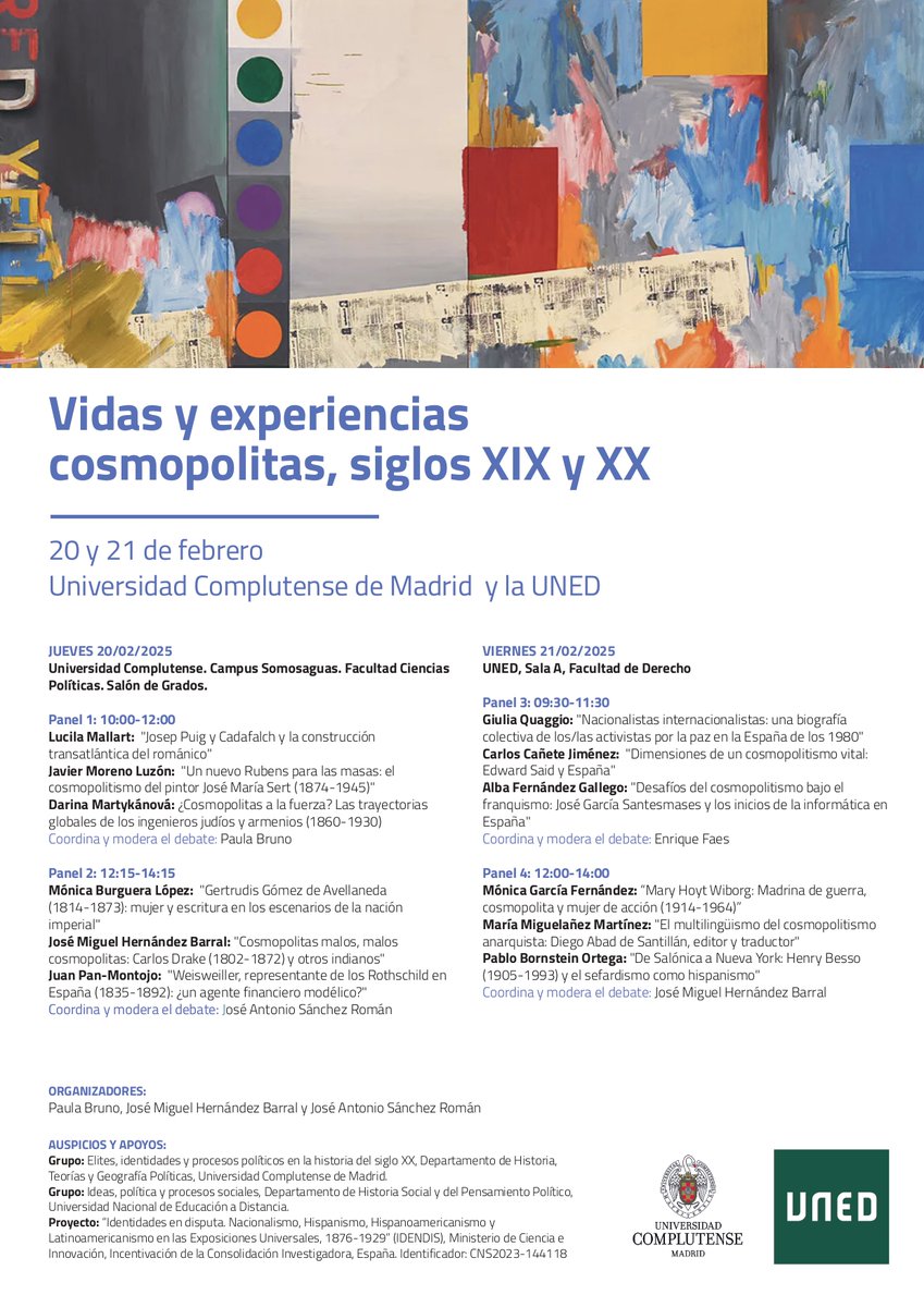 El próximo 20 y 21 de febrero tendrá lugar el seminario "Vidas y experiencias cosmopolitas, siglos XIX y XX". Lo organizamos conjuntamente @CCPPySOCUCM y <a href="/UNED/">UNED</a>. Dos mañana para pensar sobre historia global y su plasmación en experiencias concretas (hilo)