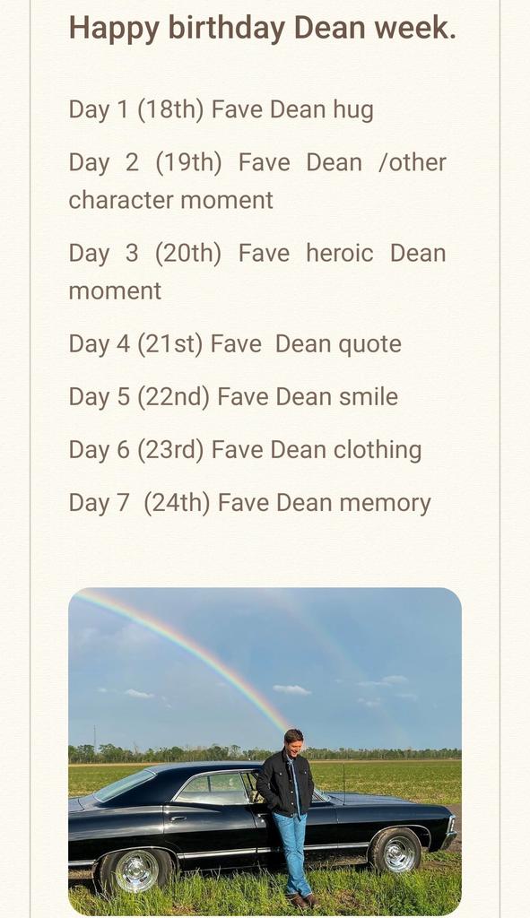 pussels68's tweet photo. Sooo it's a certain special someone's birthday soon right and I thought we could have a massive Twitter celebration for our Dean. Starting on the 18th post gifs,photos,memes anything you want with these themes every day using this hashtag
#HappyBirthdayDeanWeek . Let's party 🎉 https://t.co/yIKjhEXH7A