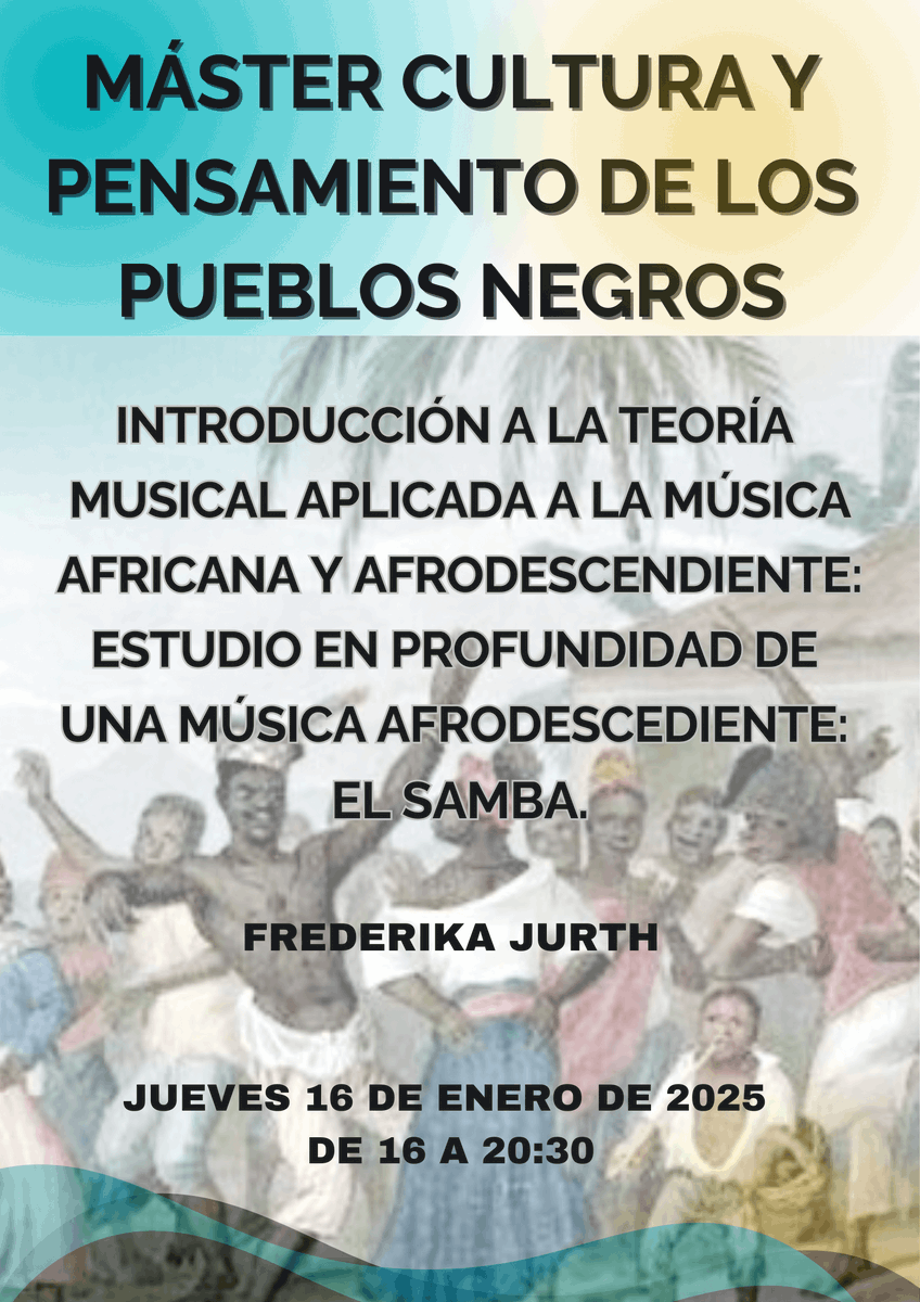 Cultura y Pensamiento Pueblos Negros (@pueblosnegrosuc) on Twitter photo 📌Módulo II: Manifestaciones artísticas de los #pueblos #negros
💻Clase online
👥Podéis asistir como oyentes de manera gratuita, únicamente deberéis avisar de vuestra asistencia al director del máster, Juan Ignacio Castien👉👉🏿👉🏿jicastie@ucm.es 📌Módulo II: Manifestaciones artísticas de los #pueblos #negros
💻Clase online
👥Podéis asistir como oyentes de manera gratuita, únicamente deberéis avisar de vuestra asistencia al director del máster, Juan Ignacio Castien👉👉🏿👉🏿jicastie@ucm.es