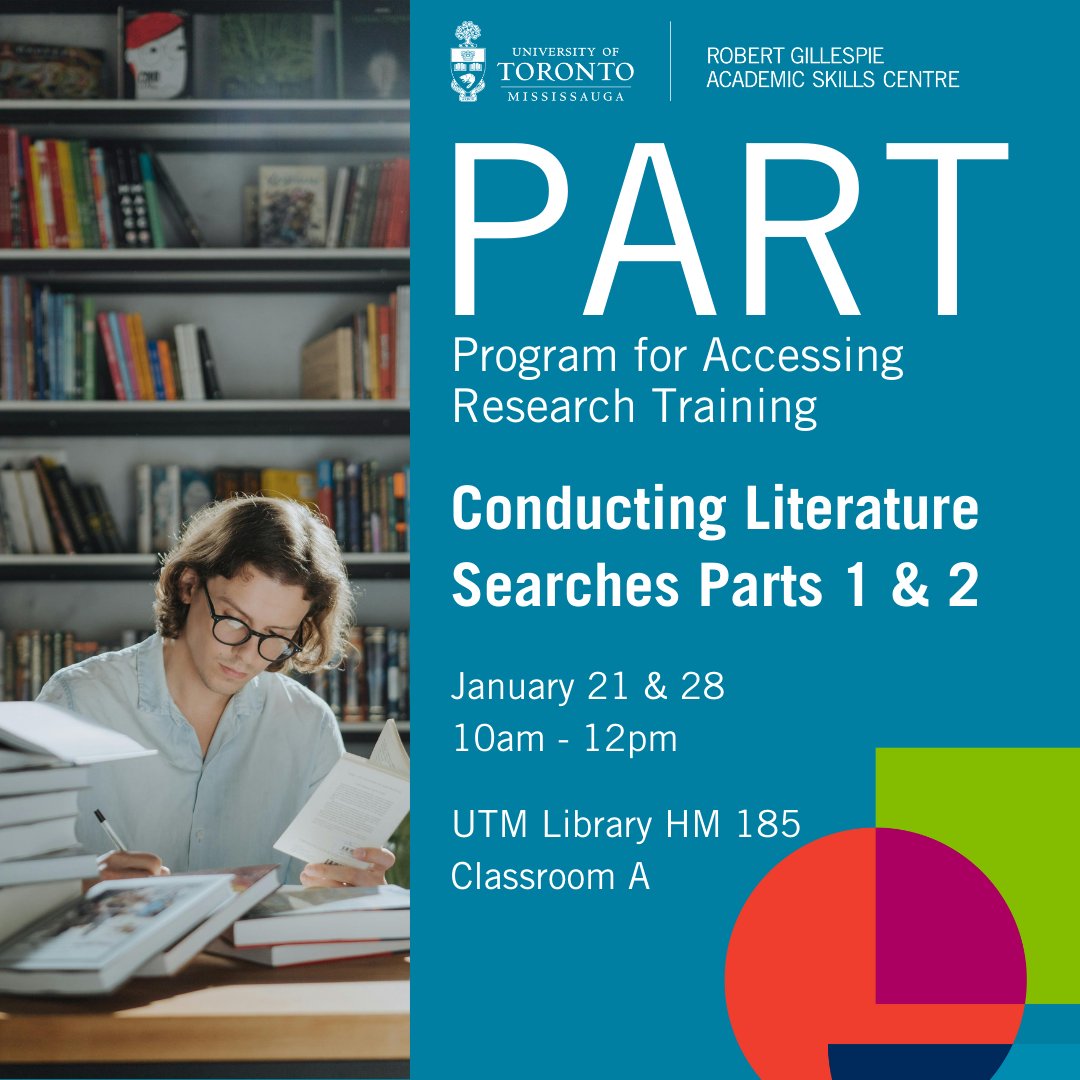 Hey #UTM, interested in research? 👩‍💻✏️🔍

Join the Conducting Literature Searches module to explore library resources on a topic of your choice and learn about the structure of information resources.

Register at uoft.me/PART

#RGASC #ROP #ResearchTraining