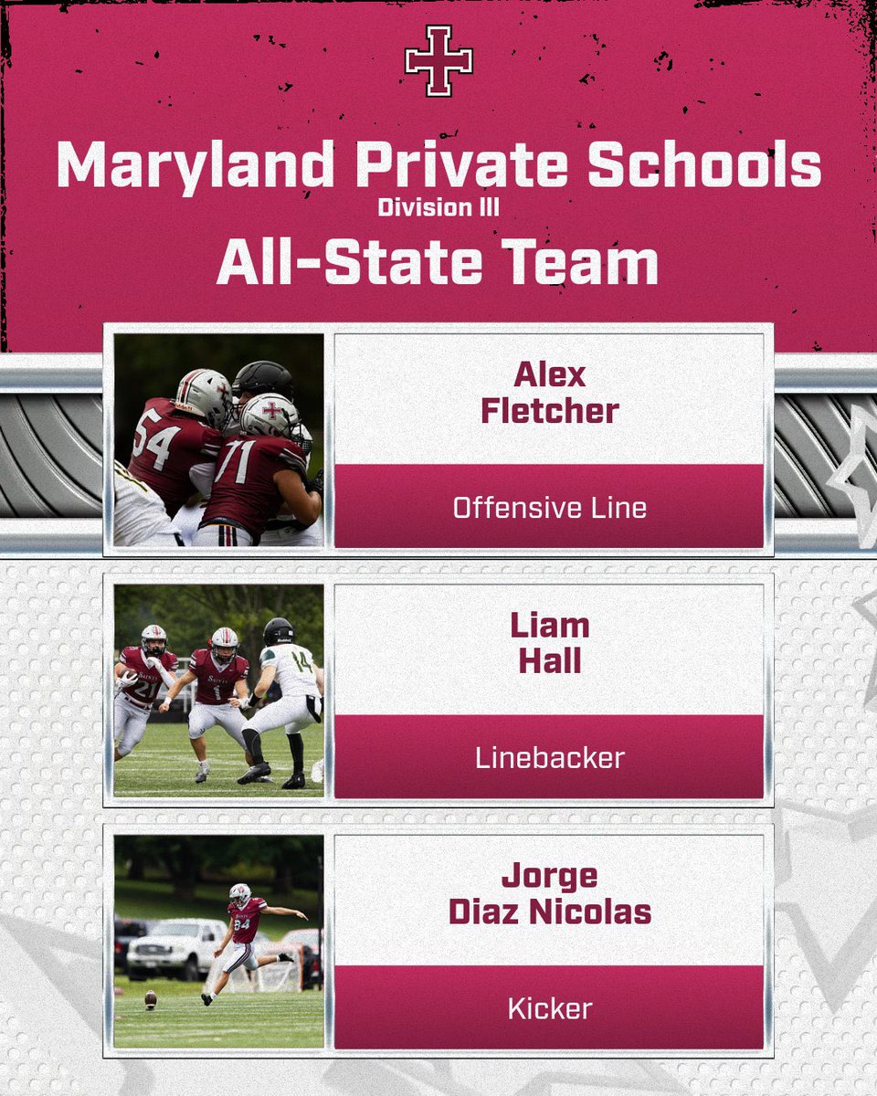 Congratulations to our three football players who made the Maryland Private School Division lll All-State Team‼️🏈