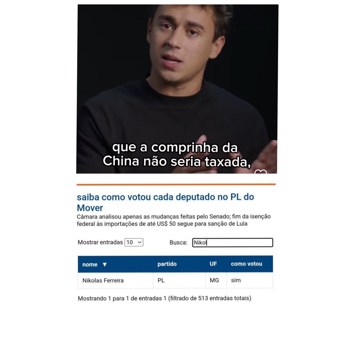 Vagabundo votou a favor de taxar as compras da China e mete esse....