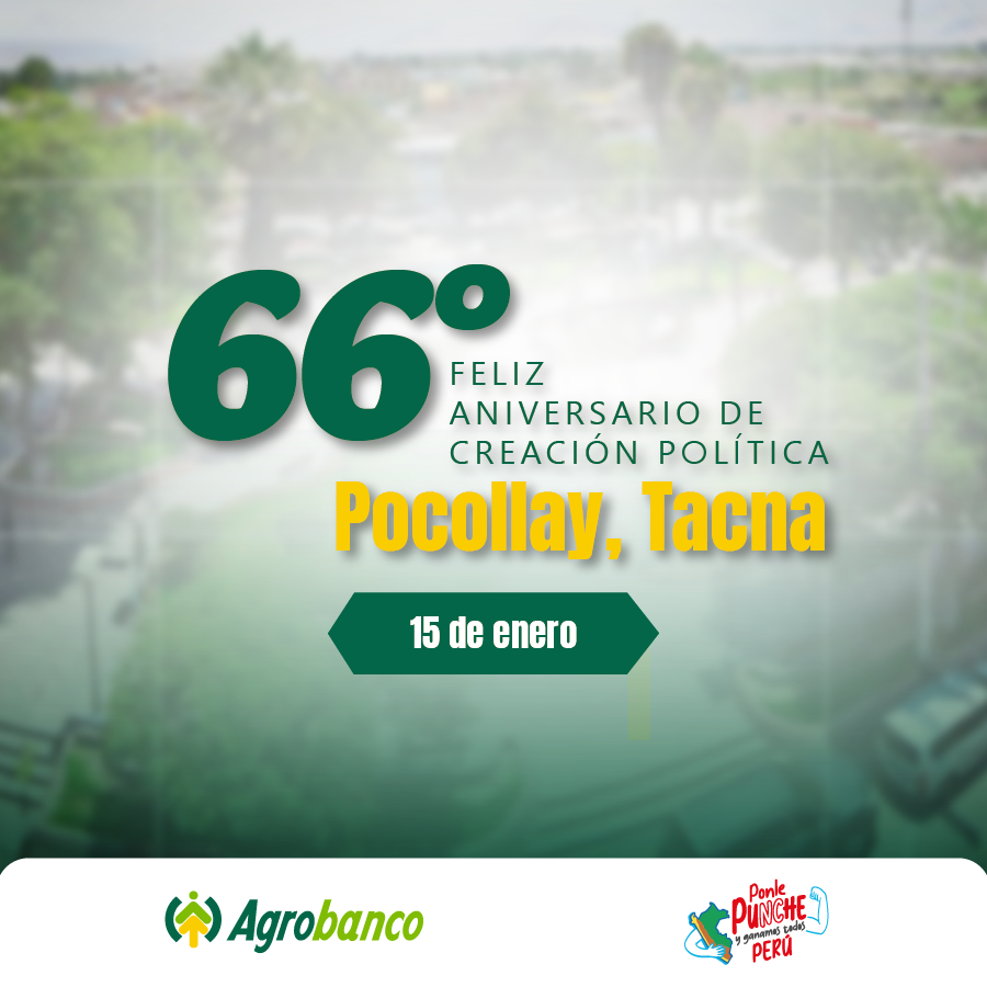 ¡Feliz aniversario 66° de creación política distrito de Pocollay! 🎉

Desde Agrobanco extendemos un gran saludo para los pequeños productores de este distrito que con esfuerzo logran impulsar el desarrollo del agro.💚

¡Sigamos creciendo juntos!

#Agrobanco #tacna
