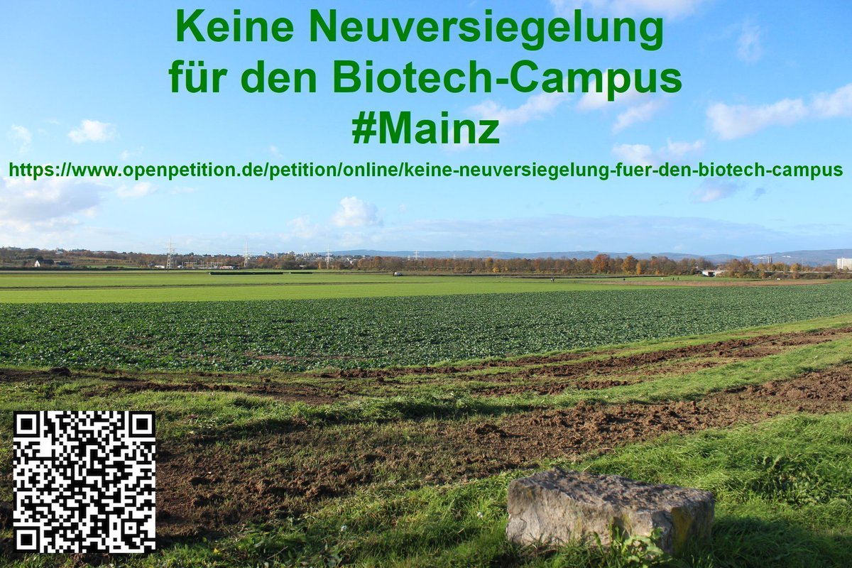 BUNDmainz's tweet photo. Die Stadt will noch ein #Gewerbegebiet in der #BretzenheimerEbene mit Folgen für das Mainzer #Klima, die Mainzer #Landwirtschaft, die von Äckern abhängigen bedrohten #Tierarten, die humusreichen unversiegelten #Böden. Überzeugt euch und unterschreibt hier: https://t.co/cvDEkvqsmp https://t.co/oGB2nsnOdN
