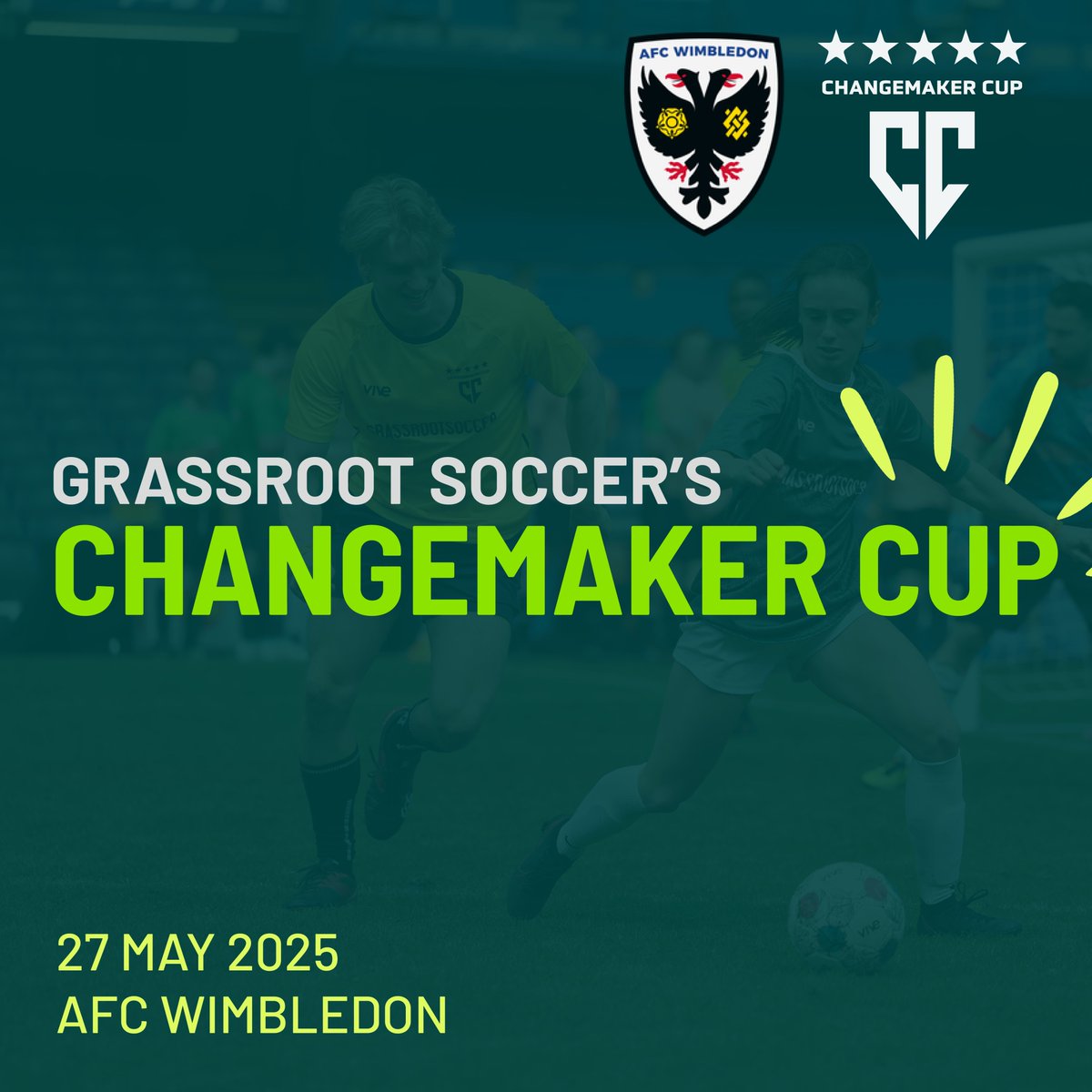 Grassroot Soccer (@grassrootsoccer) on Twitter photo The 2025 Grassroot Soccer Changemaker Cup is coming to <a href="/AFCWimbledon/">AFC Wimbledon</a> on May 27th!
The Changemaker Cup is our annual 7-a-side tournament that supports our life-saving health programs – learn more about entering a team and other ways to get involved here: uk.emma-live.com/changemakercup… The 2025 Grassroot Soccer Changemaker Cup is coming to <a href="/AFCWimbledon/">AFC Wimbledon</a> on May 27th!
The Changemaker Cup is our annual 7-a-side tournament that supports our life-saving health programs – learn more about entering a team and other ways to get involved here: uk.emma-live.com/changemakercup…