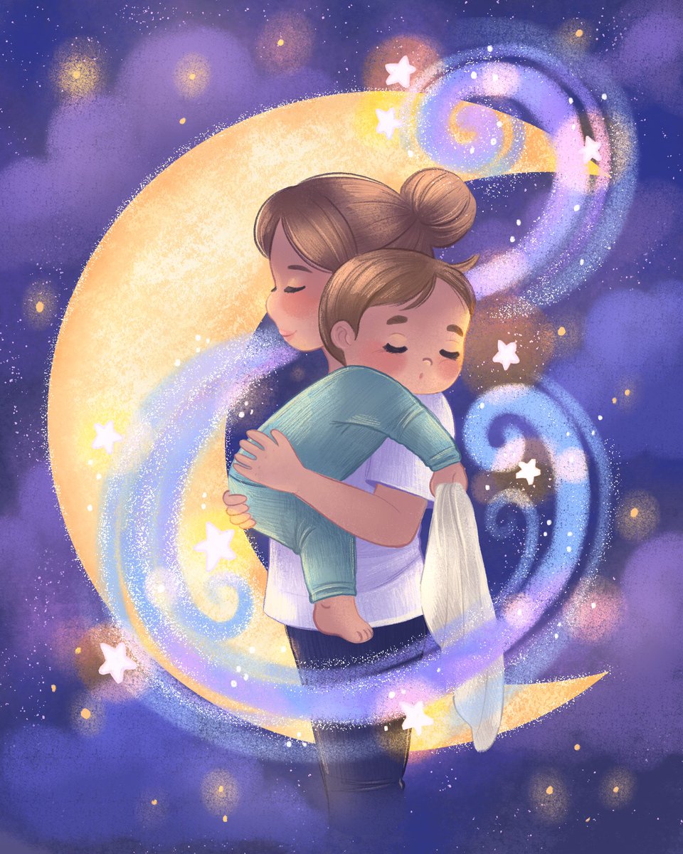 My moon and my stars ✨🌙

I always cherish those bedtime moments where I cuddle my little boy to sleep as he grips tightly to his special blanket. Time goes by fast but I look forward to our nighttime routine every night ❤️

#kidlit #kidlitart #procreate