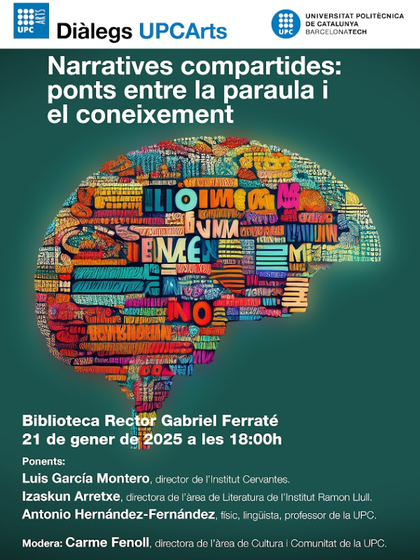 Therfer (@therfer) on Twitter photo Tot un luxe compartir aquest diàleg <a href="/UPC_Arts/">UPCArts</a> a <a href="/BibliotecaCN/">Biblioteca Rector Gabriel Ferraté</a> el proper 21 de gener a les 18h, "Narratives compartides: ponts entre la paraula i el coneixement" amb <a href="/lgm_com/">Luis García Montero</a> <a href="/Izaskunarretxe/">Izaskun Arretxe Irigoien</a> <a href="/CarmeFenoll/">Carme Fenoll</a> 👇
ℹ️upcarts.upc.edu/ca/esdevenimen…
Com és i serà la literatura?
Us hi esperem! 😀 Tot un luxe compartir aquest diàleg <a href="/UPC_Arts/">UPCArts</a> a <a href="/BibliotecaCN/">Biblioteca Rector Gabriel Ferraté</a> el proper 21 de gener a les 18h, "Narratives compartides: ponts entre la paraula i el coneixement" amb <a href="/lgm_com/">Luis García Montero</a> <a href="/Izaskunarretxe/">Izaskun Arretxe Irigoien</a> <a href="/CarmeFenoll/">Carme Fenoll</a> 👇
ℹ️upcarts.upc.edu/ca/esdevenimen…
Com és i serà la literatura?
Us hi esperem! 😀