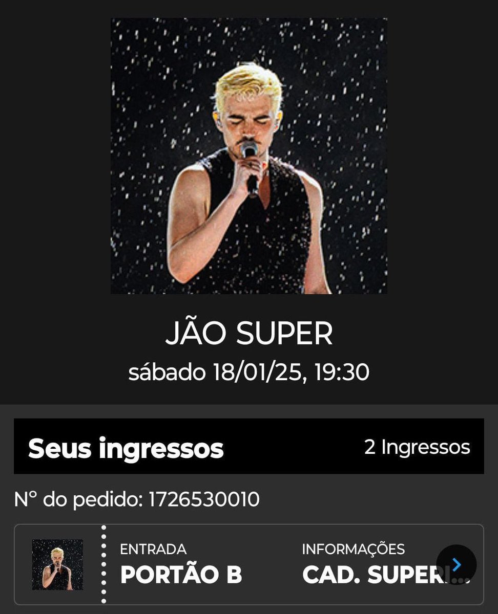 alvarops700's tweet photo. VENDO UM INGRESSO (CADEIRA SUPERIOR)
PARA O SHOW DO JÃO EM SÃO PAULO, EM 18/01.
INTERESSADOS CHAMAR NO PV.
#jao #ingresso https://t.co/PvmfXwPkUF