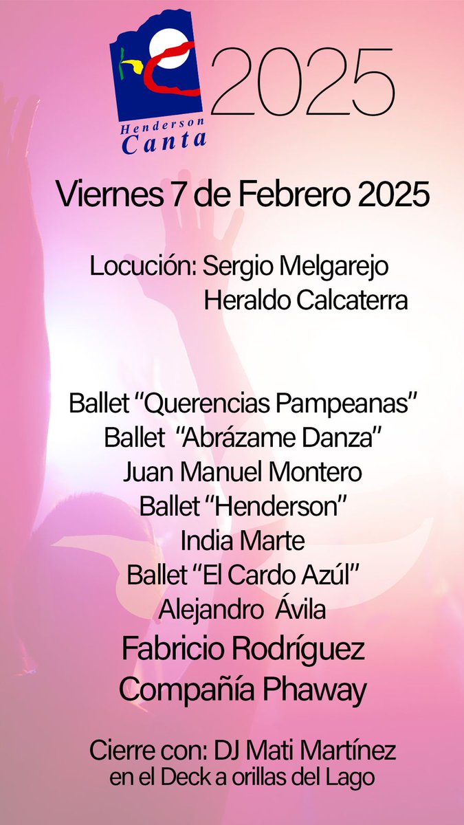 MunicipalidadHY's tweet photo. Grilla del viernes 7

Henderson Canta 2025 https://t.co/emUlKBj60q