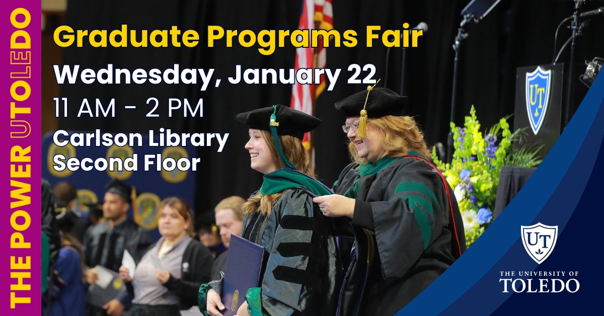 UTChemistry (@chemistrytoledo) on Twitter photo Thinking about pursuing an MS or PhD degree?<a href="/UT_GradCollege/">UT Graduate Studies</a> will host a Graduate Programs Fair on Wed January 22 from 11 am - 2 pm in Carlson Library. Come explore the many opportunities for graduate studies right here <a href="/utoledo/">The University of Toledo</a> and receive an application fee waiver. <a href="/UToledo_NSM/">UToledo NSM</a> Thinking about pursuing an MS or PhD degree?<a href="/UT_GradCollege/">UT Graduate Studies</a> will host a Graduate Programs Fair on Wed January 22 from 11 am - 2 pm in Carlson Library. Come explore the many opportunities for graduate studies right here <a href="/utoledo/">The University of Toledo</a> and receive an application fee waiver. <a href="/UToledo_NSM/">UToledo NSM</a>