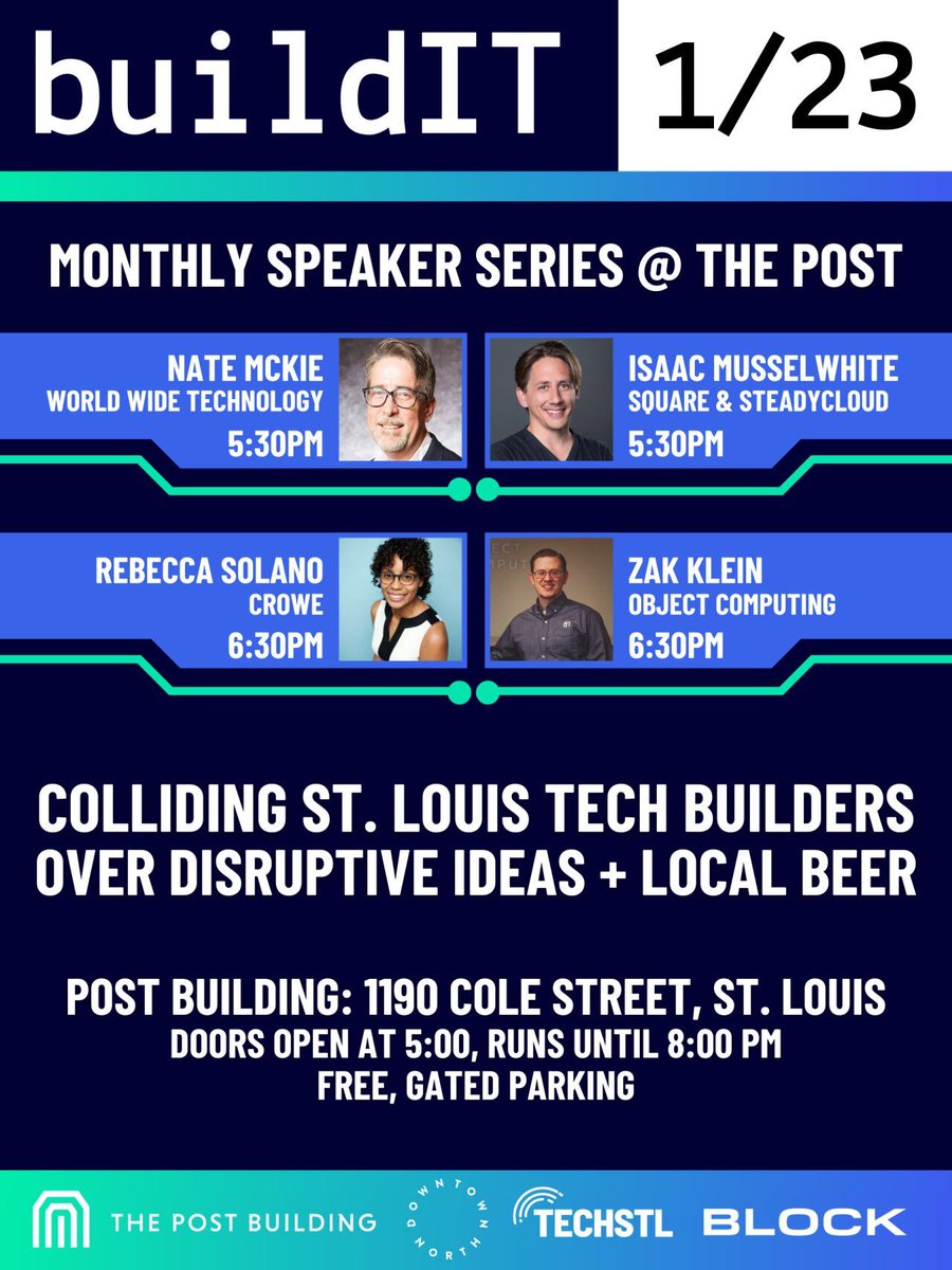 ObjectComputing's tweet image. We're excited for @TechSTLmo's new #BuildIT speaker series at The Post! Join us 1/23 for insights from #STLtech leaders. Our own Zak Klein will dive deep into the #Micronaut framework, exploring how to build, deploy & manage cloud-native #microservices. hubs.li/Q032w6m20