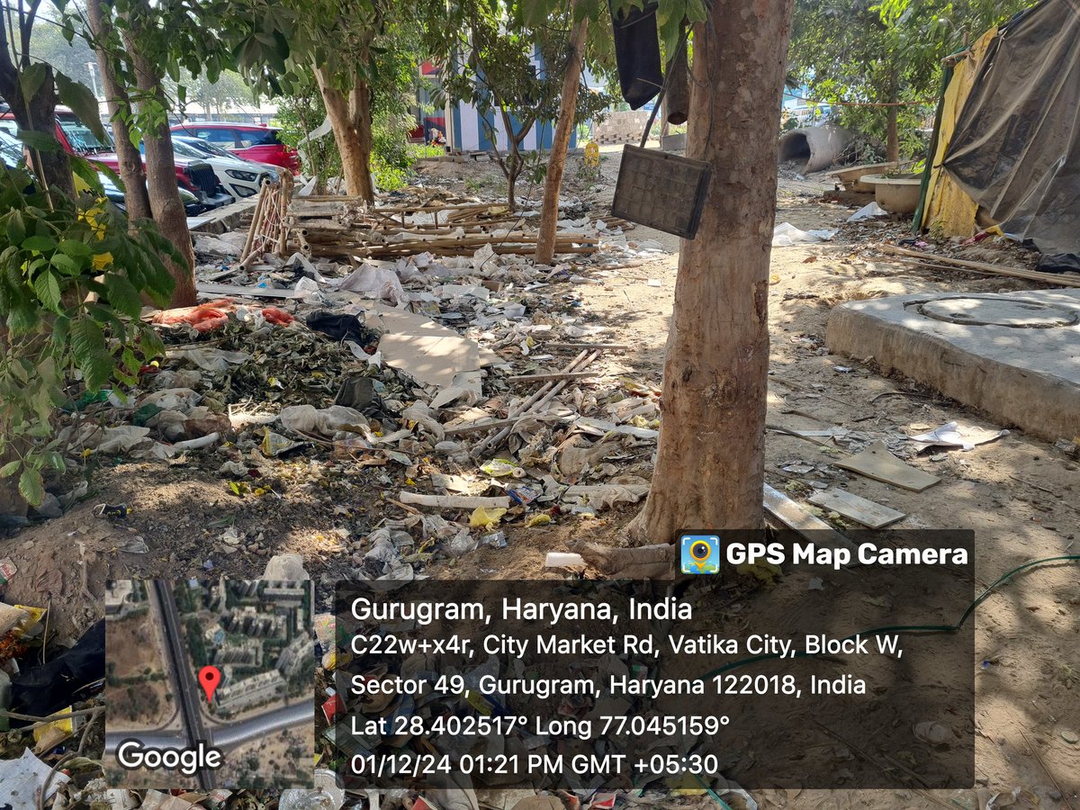 <a href="/MunCorpGurugram/">MCG</a> <a href="/OfficialGMDA/">GMDA</a> <a href="/RaoNarbir/">Rao Narbir Singh</a> 
<a href="/GroupVatika/">VatikaGroup</a> Look at the green belt condition of Vatika City Market at Vatika Chowk! It remains like this always. Also encroached by Blinkit bikes <a href="/letsblinkit/">Blinkit</a> 
Strict enforcement is required to keep it clean and encroachments free.