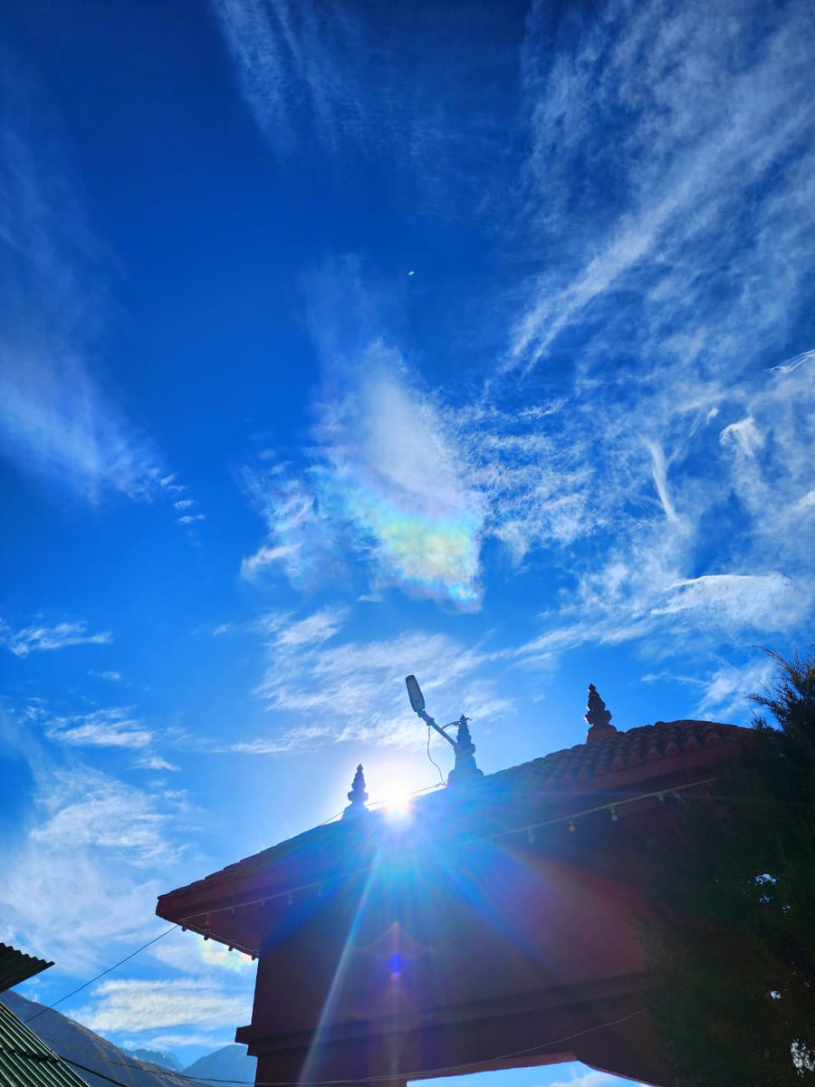 Amazing view of a rainbow on a shankha 🐚 shaped cloud at Muktinath Temple gate, Mustang, Nepal. #Muktinath #Winter
