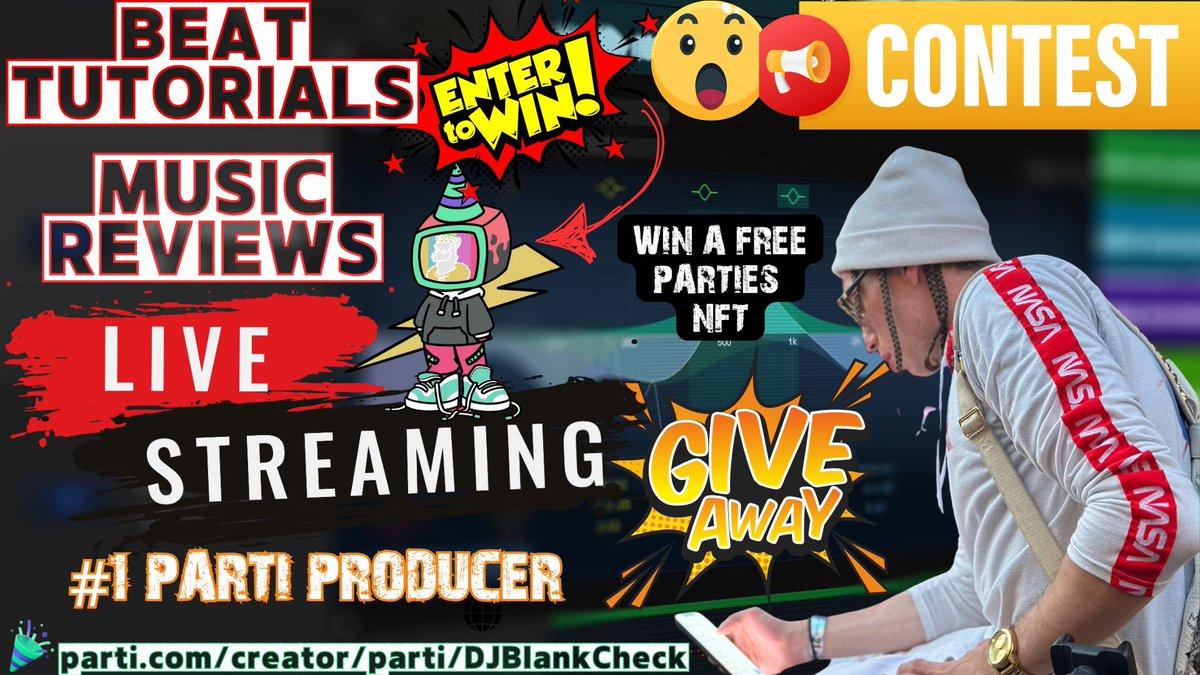 Enigma100x's tweet photo. LIVE making beats on @jointheparti
- Music Contest for free NFT
- Beat tutorial
- Music Reviews
- Endless fun 🎉😁🎧
Calling all Musicians & Artists let’s fill the music category up on PARTI click my link tap in and say wassup!! 😎🎉
#joinparti #streamtoearn #artistsontwitter #songwriters #producers #streamer
https://t.co/92dWwnLHaq