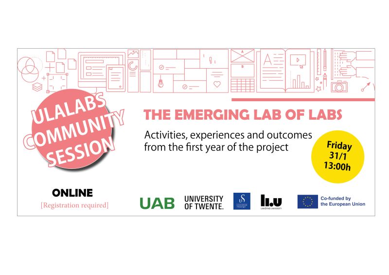 🚀 Join Us for ULALABS Session! 🚀

🗓️ Date: Fri, 31 Jan 🕐 Time: 13:00 - 14:30 CET 

Discover the results, activities, and key insights from the first year of the Erasmus+ ULALABS project!

More details and registration here: lnkd.in/ddvQVBHK
#ULALABS #ErasmusPlus #ECIU