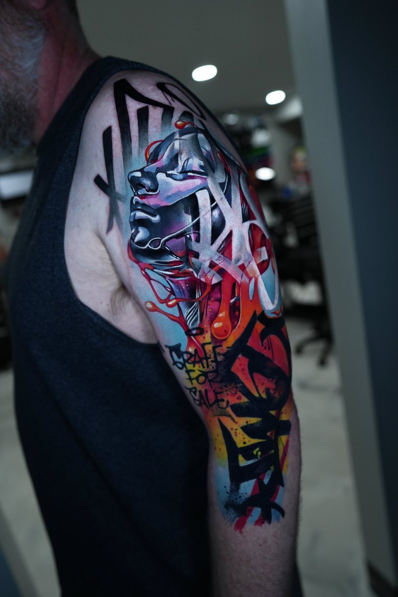 Armandean's tweet photo. Graffiti Tattoo
Done at @westsidetattoo719 
Using the best products @worldfamousink  @hustlebutterdeluxe @cheyenne_tattooequipment 

#graffart #graffiti #dtmf #armandean #WorldFamousFamily #WorldFamousTattooInk #WorldFamousForever https://t.co/AE5enaLk4o