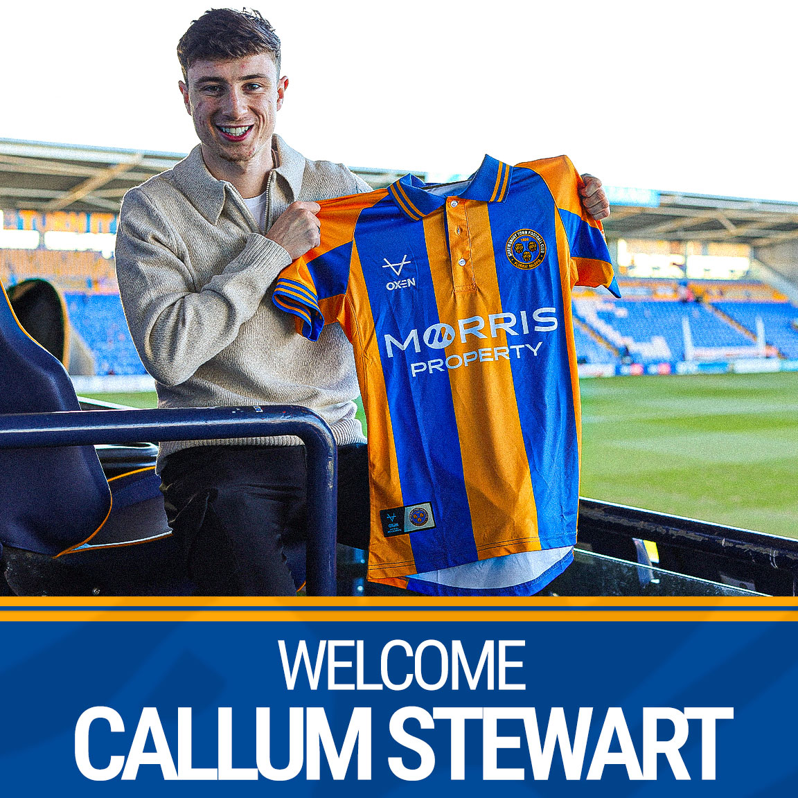 shrewsburytown's tweet photo. 🖊️ We are delighted to announce the signing of striker Callum Stewart from Leamington for an undisclosed fee.
🥅 The 23-year-old arrives at the Croud Meadow as the joint top scorer in National League North – with 14 goals in 23 games.
More info below 👇
#Salop 🔷🔶