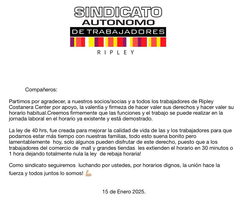 Sindicato Autonomo de Trabajadores Ripley (@autonomoripley) on Twitter photo 