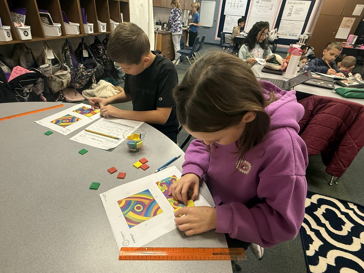 andra_boney's tweet photo. How can we find framing material and backing to display art in a gallery? Students used square tiles and rulers to figure how much framing material and backing would be needed to display art paintings. @CockrellChamps @ProsperISD https://t.co/4jubXsi2Fj