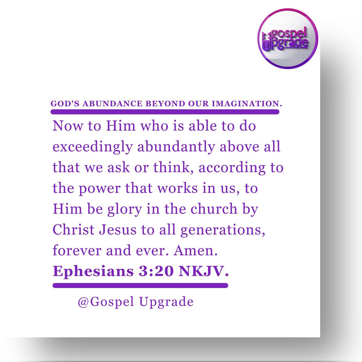 God's abundance is far more than our imaginations.

More than we can ever think or imagine are God's plans for us. 

Share to encourage someone. 

 #digitaldiscipleship #DigitalDiscipleship #discipleship #highlights #thewordtoday #guworddaily #makinggospelglobal #gospelupgrade