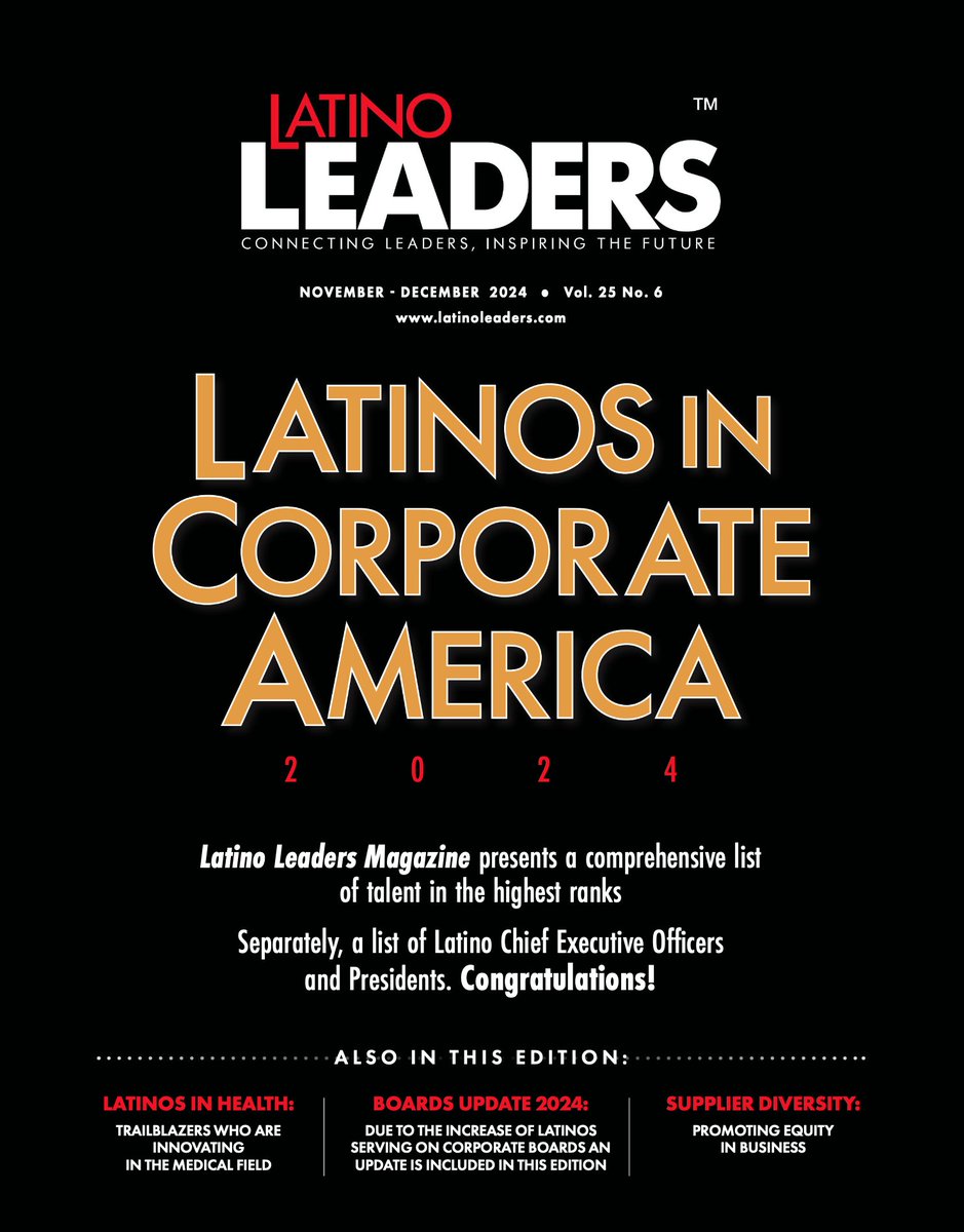 We’re excited to share our Latinos In Corporate America edition, highlighting Latino talent in the highest corporate ranks!

Explore stories on leadership, innovation, and equity. Read the latest edition here: issuu.com/latinoleadersm…

#LatinosInCorporateAmerica #LatinoLeaders
