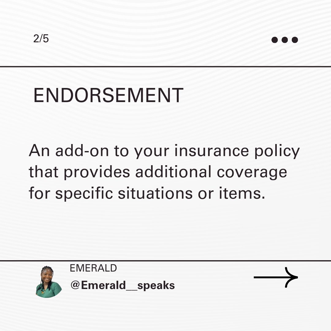 EmeraldSpeaks1's tweet image. Series 7: Getting familiar with the insurance jargon.

Get to know the vocabulary used in the insurance industry.

E__S

#insurancetalks 
#insurance 
#insuranceknowledge 
#financetips 
#finance
#emeraldspeaks
#education 
#awareness