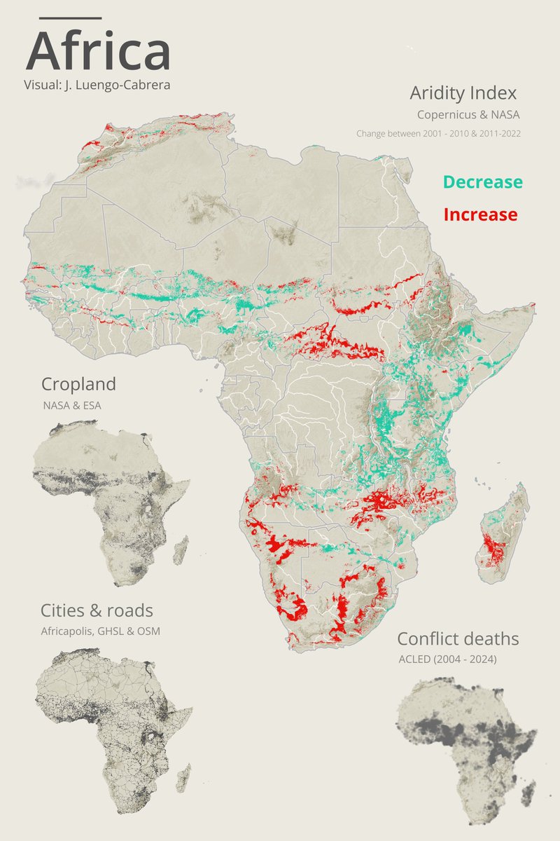 José Luengo-Cabrera (@j_luengocabrera) on Twitter photo Africa: aridity, cropland, urban infrastructure & armed conflict
Data: <a href="/CopernicusECMWF/">Copernicus ECMWF</a>, <a href="/NASA/">NASA</a>, <a href="/esa/">European Space Agency</a> , <a href="/AfricapolisSWAC/">Africapolis</a>, <a href="/EU_ScienceHub/">EU_ScienceHub</a>, <a href="/openstreetmap/">OpenStreetMap</a> & <a href="/ACLEDINFO/">ACLED</a> Africa: aridity, cropland, urban infrastructure & armed conflict
Data: <a href="/CopernicusECMWF/">Copernicus ECMWF</a>, <a href="/NASA/">NASA</a>, <a href="/esa/">European Space Agency</a> , <a href="/AfricapolisSWAC/">Africapolis</a>, <a href="/EU_ScienceHub/">EU_ScienceHub</a>, <a href="/openstreetmap/">OpenStreetMap</a> & <a href="/ACLEDINFO/">ACLED</a>