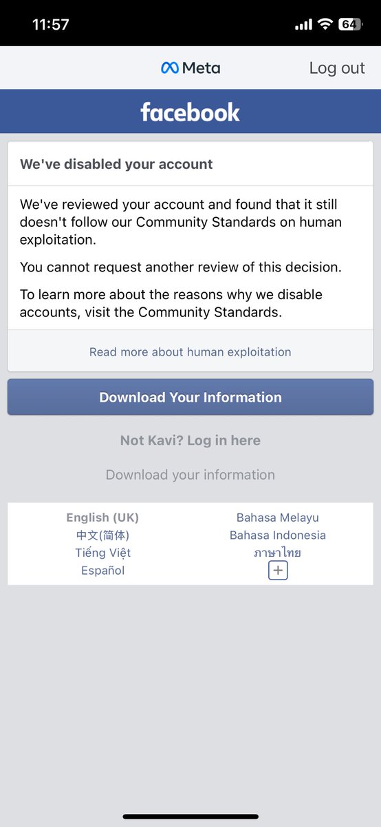 My fb &amp; insta has been disabled suddenly duno. Can any advise me what happen?