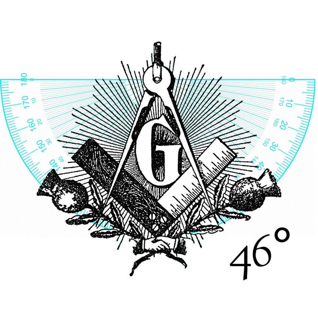 ParanoidAmerica's tweet photo. What degrees is the Masonic compass actually set to?

There are lots of claims about it being 47° which is an assumed reference to the 47th proposition of Euclid (aka the Pythagorean theorem). 

There are different depictions of the compass as 30°, 46°, 48°, 60° and even 88°. https://t.co/fXuKU2nusy