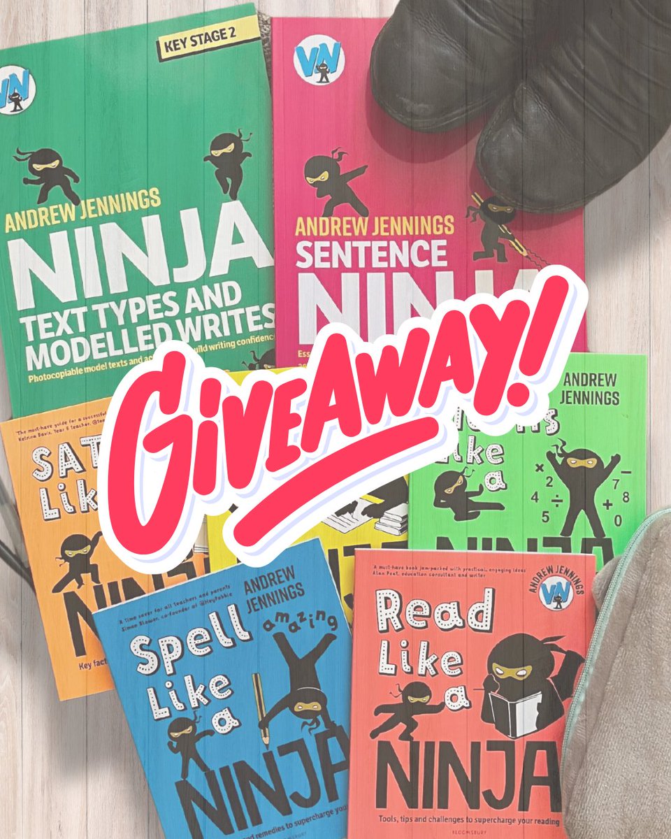 🌟NEW YEAR BOOK BUNDLE GIVEAWAY!🌟

We're gifting our five 'Like a Ninja' titles, brand new books Sentence Ninja and Ninja Text Types &amp; Modelled Writes AND a £50 voucher for new school shoes to one lucky winner!📚👞

To enter, simply:
💙Like &amp; retweet
✏️Comment your favourite