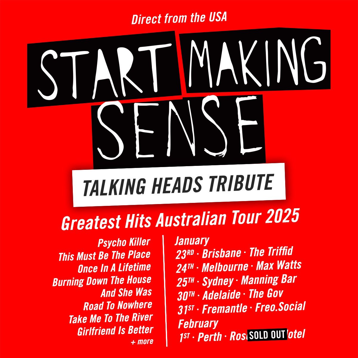 START MAKING SENSE (@startmakinsense) on Twitter photo We’re headed Down Under next week!
<a href="/TheTriffidBris/">The Triffid</a>
<a href="/maxwatts_melb/">Max Watt's Melbourne</a>
<a href="/Manningbar/">Manningbar</a>
<a href="/TheGovHindmarsh/">The Gov</a>
<a href="/RosemountHotel/">Rosemount Hotel</a> We’re headed Down Under next week!
<a href="/TheTriffidBris/">The Triffid</a>
<a href="/maxwatts_melb/">Max Watt's Melbourne</a>
<a href="/Manningbar/">Manningbar</a>
<a href="/TheGovHindmarsh/">The Gov</a>
<a href="/RosemountHotel/">Rosemount Hotel</a>