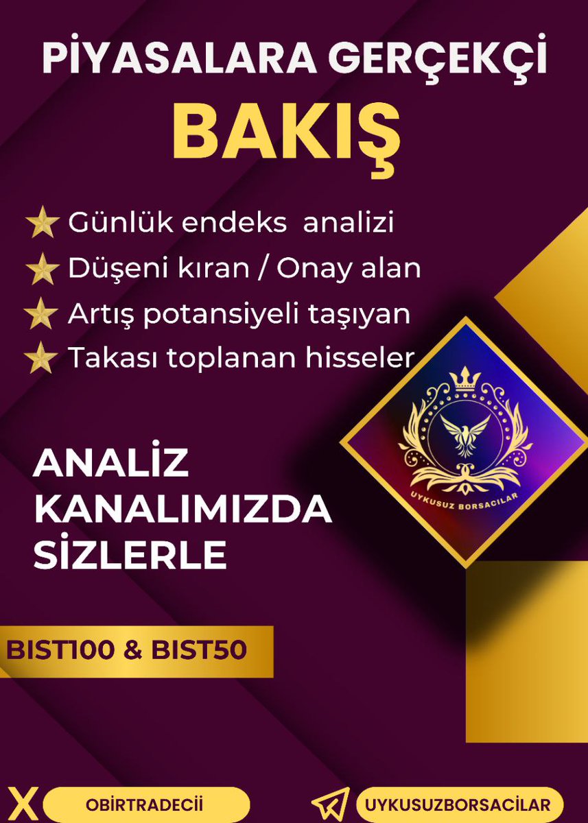 Günlük endeks analizi,

Düşeni kıran/Onay alan,

Artış potansiyeli taşıyan,

Takası toplanan hisseler,

Hepsi Analiz Kanalımızda sizlerle

<a href="/obirtradecii/">🇹🇷🤜 𝑻 𝑹 𝑨 𝑫 𝑬 ® 🤛 🇹🇷</a>

T.me/uykusuzborsaci…
#SONDAKİKA  #bist100 #begyo #tknsa #kocmt #hkmt #ostim #poltk