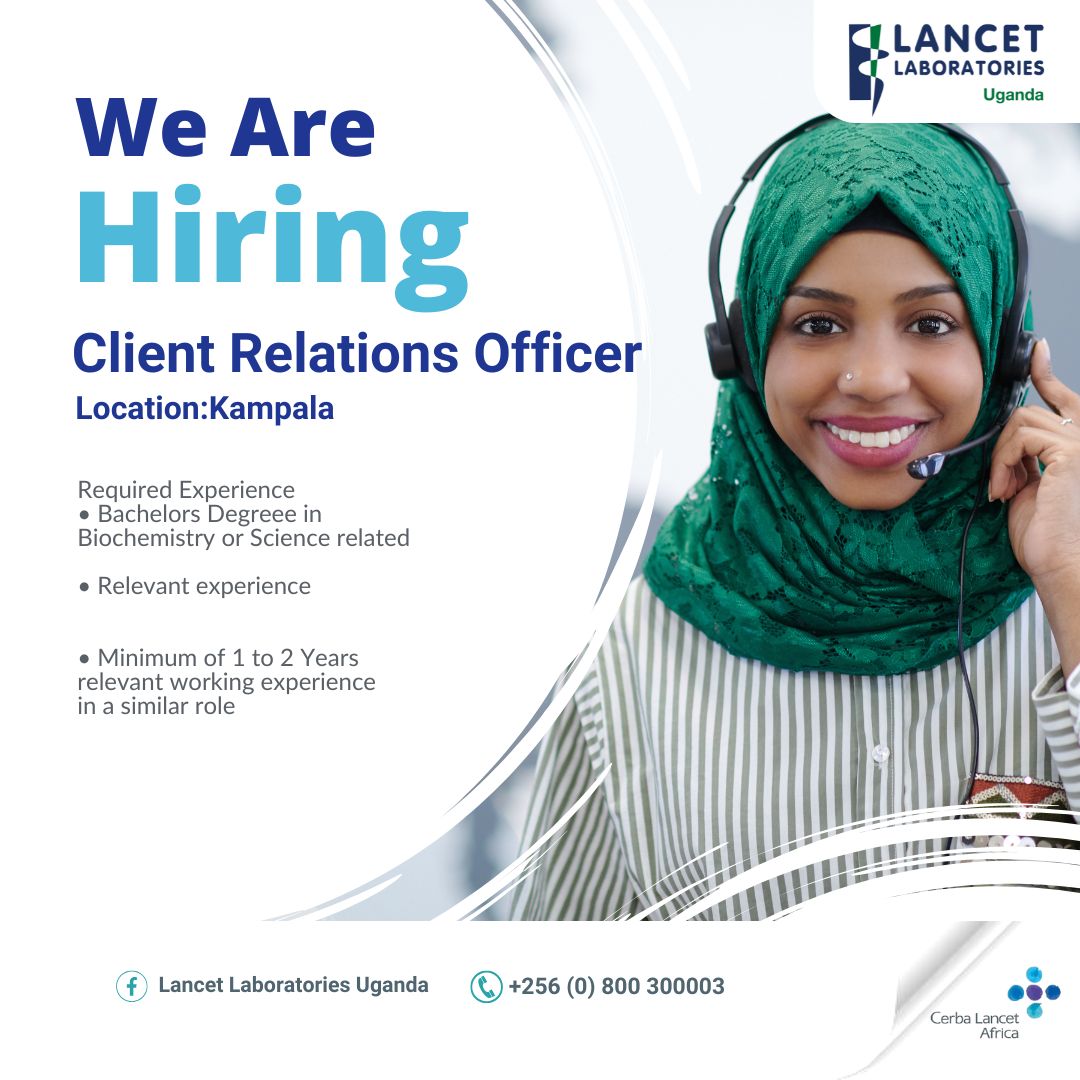 CerbaLancetUg's tweet photo. Join and grow with us. Send in your CV by 22nd January 2025.#24hourlab #AccuracyQualityReliability #LaboratoryJobs #ClientRelationsOfficer https://t.co/xGV15rTk7t