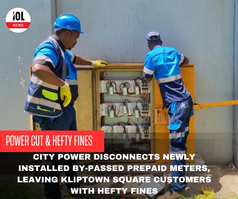 IOL's tweet photo. City Power disconnected over 120 housing units with bypassed prepaid meters in Kliptown Square, Johannesburg.
#news #johannesburg #powercut #heftyfine #citypower #prepaidmeters
Read on
https://t.co/IVAd7fVjri https://t.co/uSojlcaLNc
