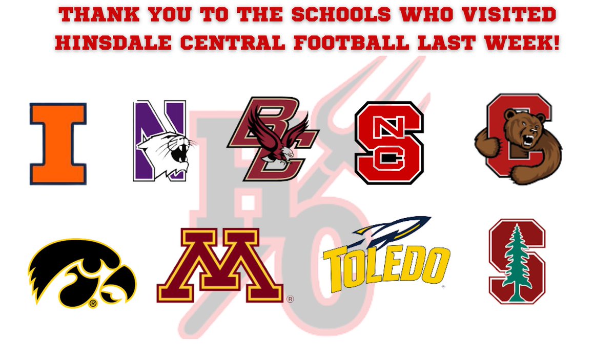 HCRedDevilFB's tweet image. Thank you to those schools who visited Hinsdale Central last week to visit our student athletes !