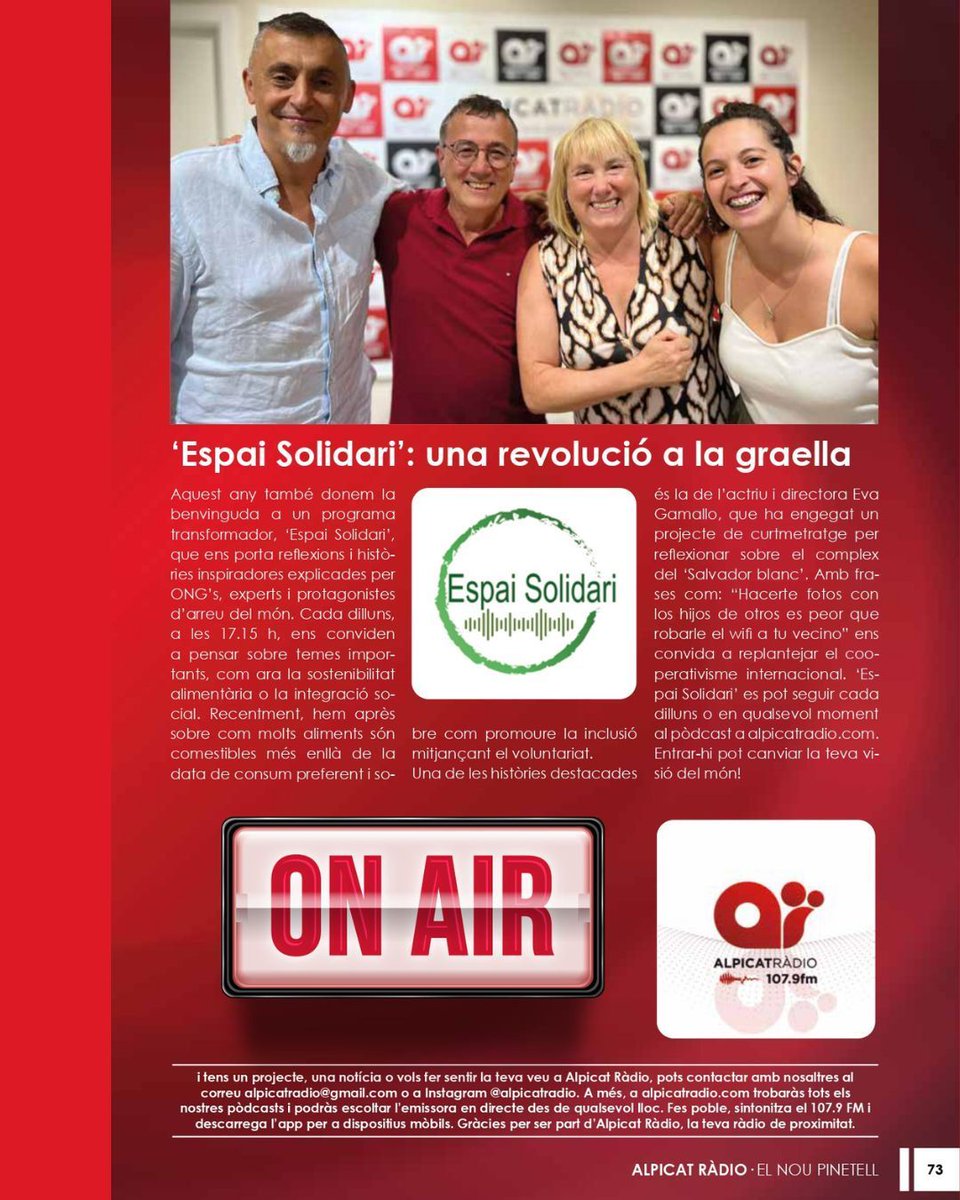 📬 Aquesta setmana arriba "El nou Pinetell" a les bústies d’Alpicat!

Descobreix el nostre article i les col·laboracions amb altres entitats. 💚 Gràcies a l’Associació Cultural de Dones i Alpicat Ràdio per sumar sempre! 🙌