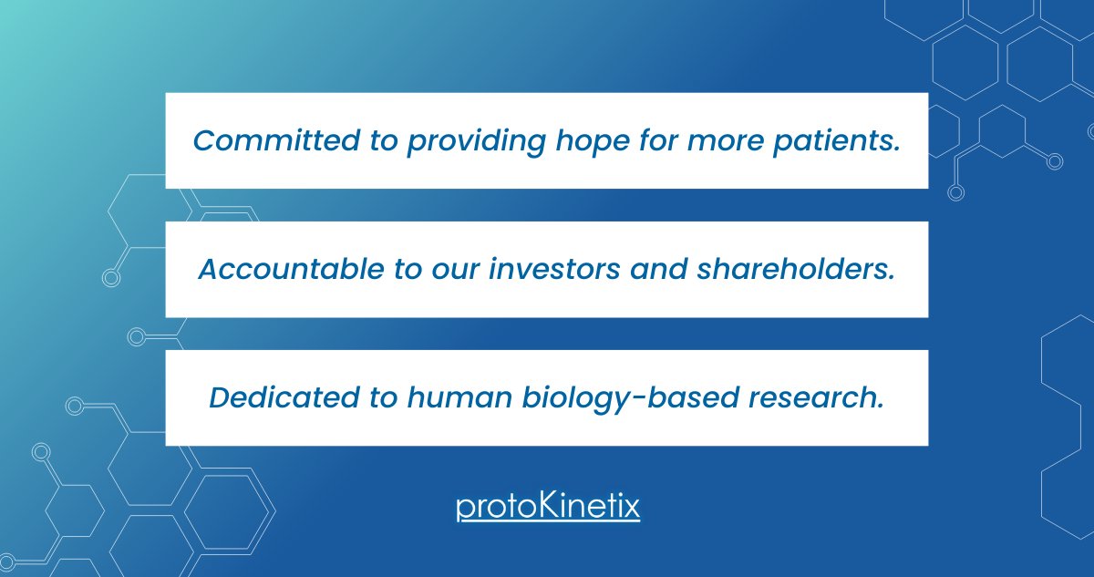 ProtoKinetix's tweet photo. Here at ProtoKinetix, we are more than just a company. We are:

🔬 Committed to providing hope for more patients.
🔬 Accountable to our investors and shareholders.
🔬 Dedicated to human biology-based research.

Learn more about us: https://t.co/Iwf2btuEWN

#protokinetix #aboutus https://t.co/jWB6g5iClu